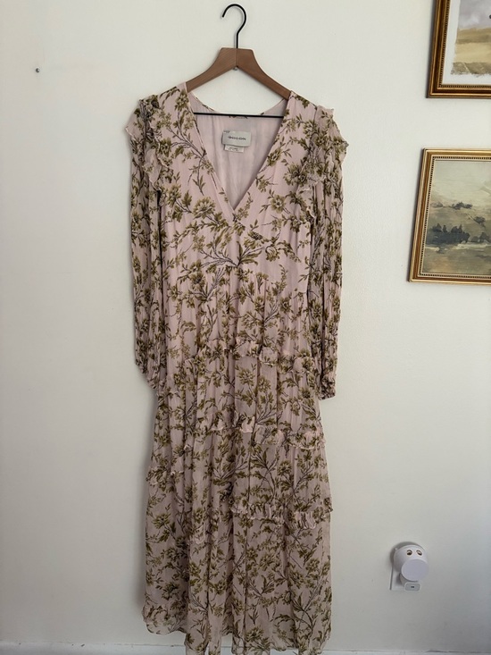 BHLDN Dresses & Skirts - BHLDN Liana Printed V-Neck Long-Sleeve Maxi Dress Women’s Large EUC Elegant Chic